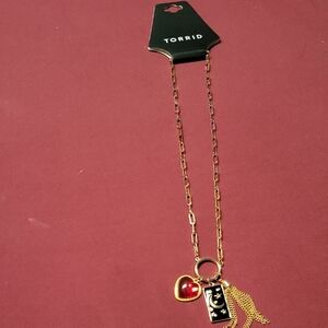 Torrid Gold Necklace with Red Heart and Star Charms